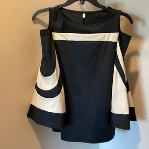 Black and cream off the shoulder top